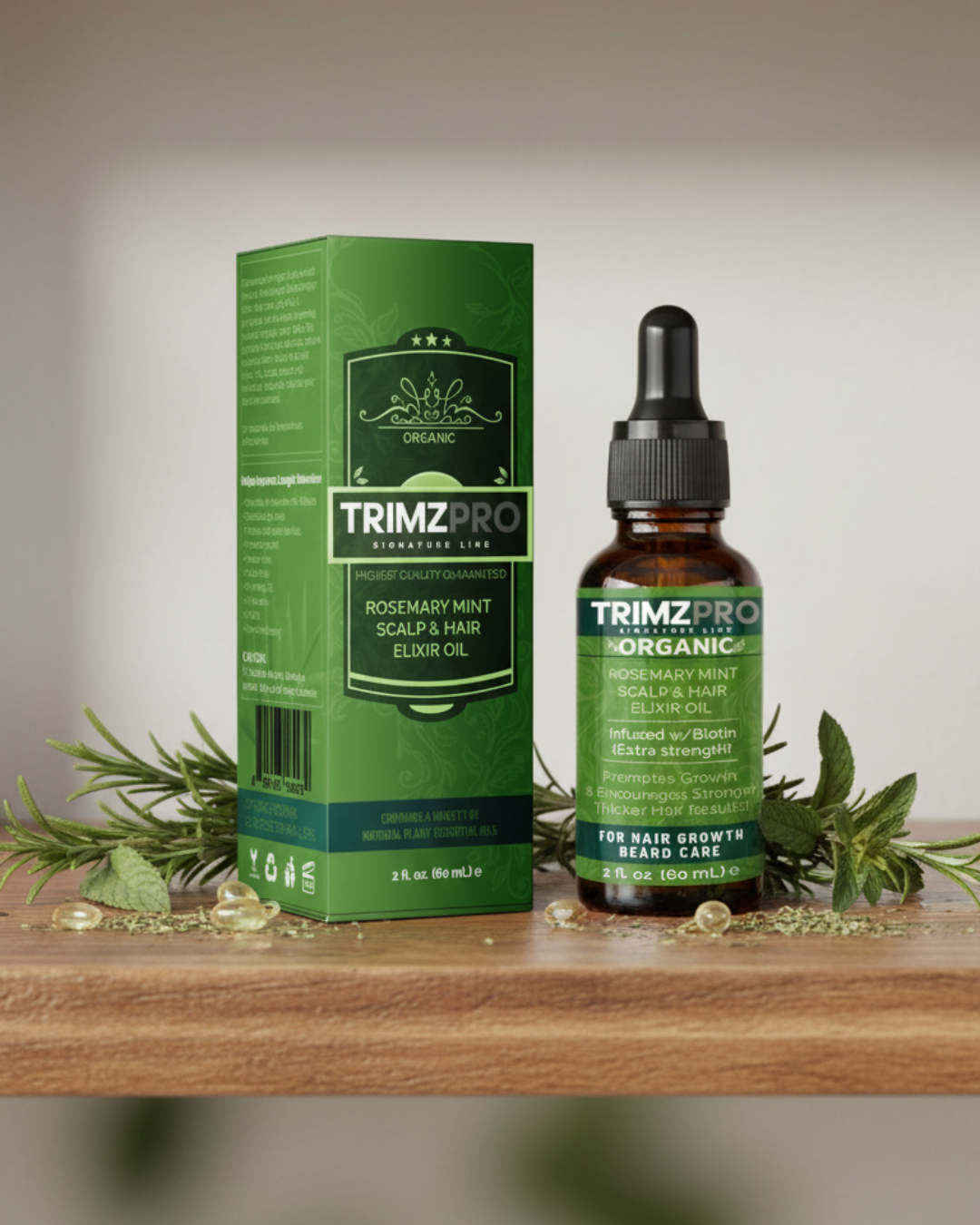 Trimzpro Organics – Rosemary Mint Scalp & Hair Strengthening Oil For Hair Growth Anti-Frizz Conditioning Elixer Serum