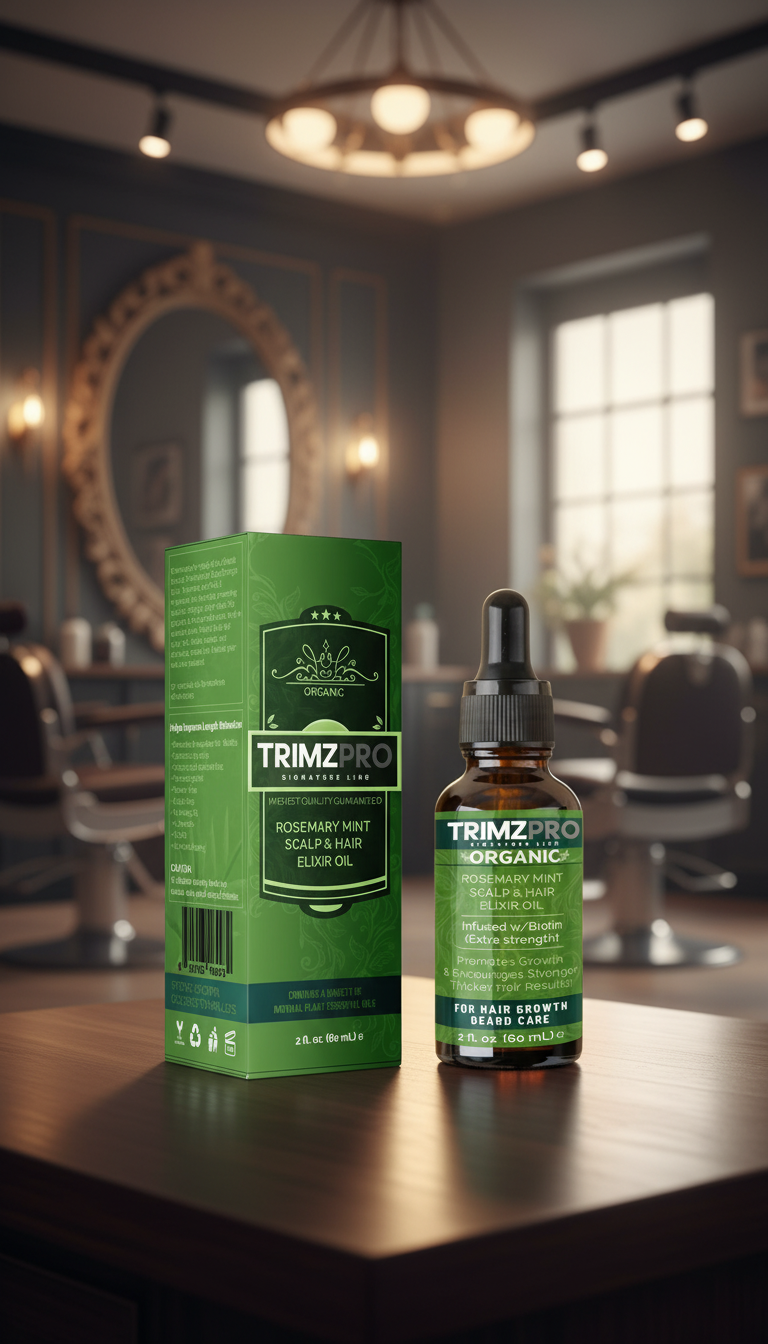 Trimzpro Organics – Rosemary Mint Scalp & Hair Strengthening Oil For Hair Growth Anti-Frizz Conditioning Elixer Serum