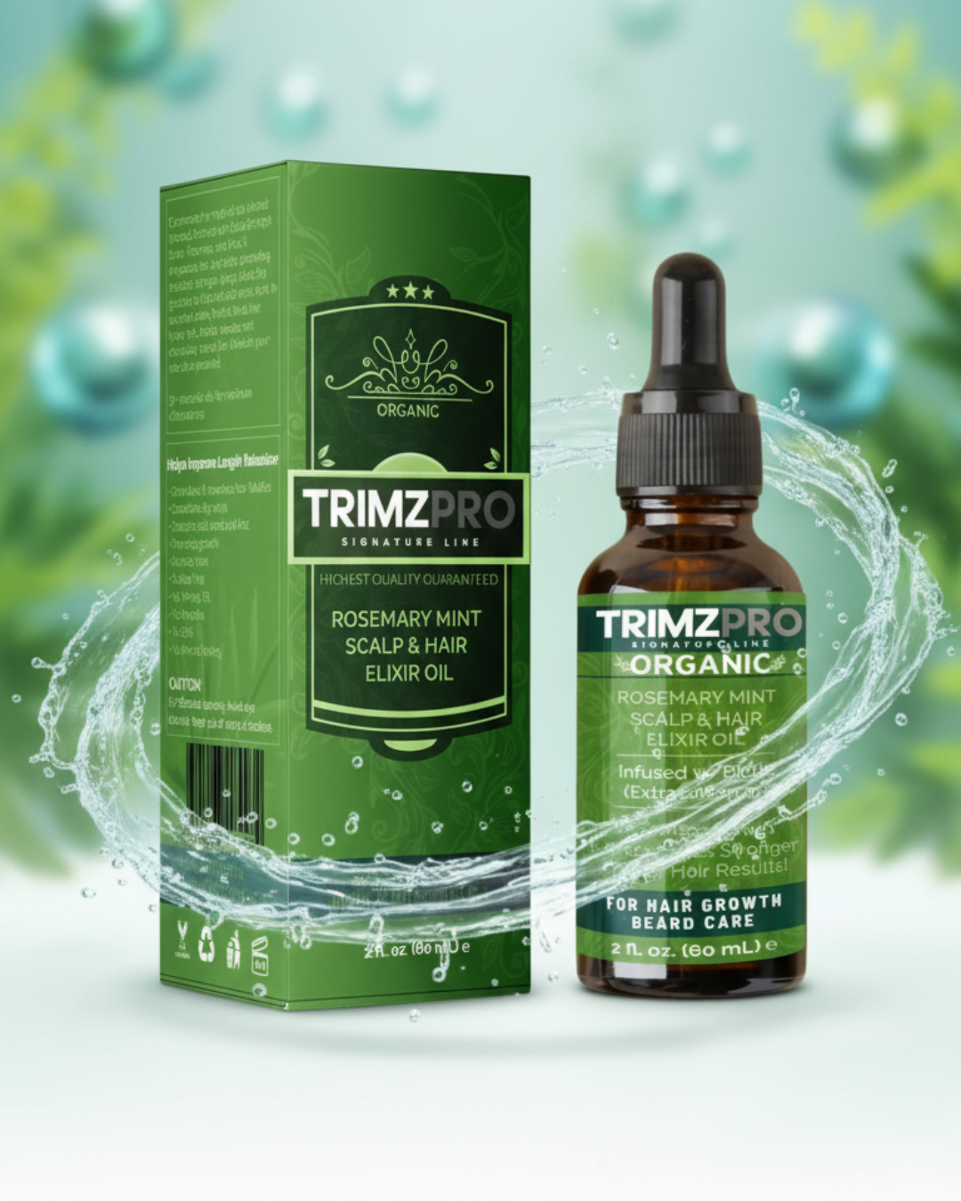 Trimzpro Organics – Rosemary Mint Scalp & Hair Strengthening Oil For Hair Growth Anti-Frizz Conditioning Elixer Serum